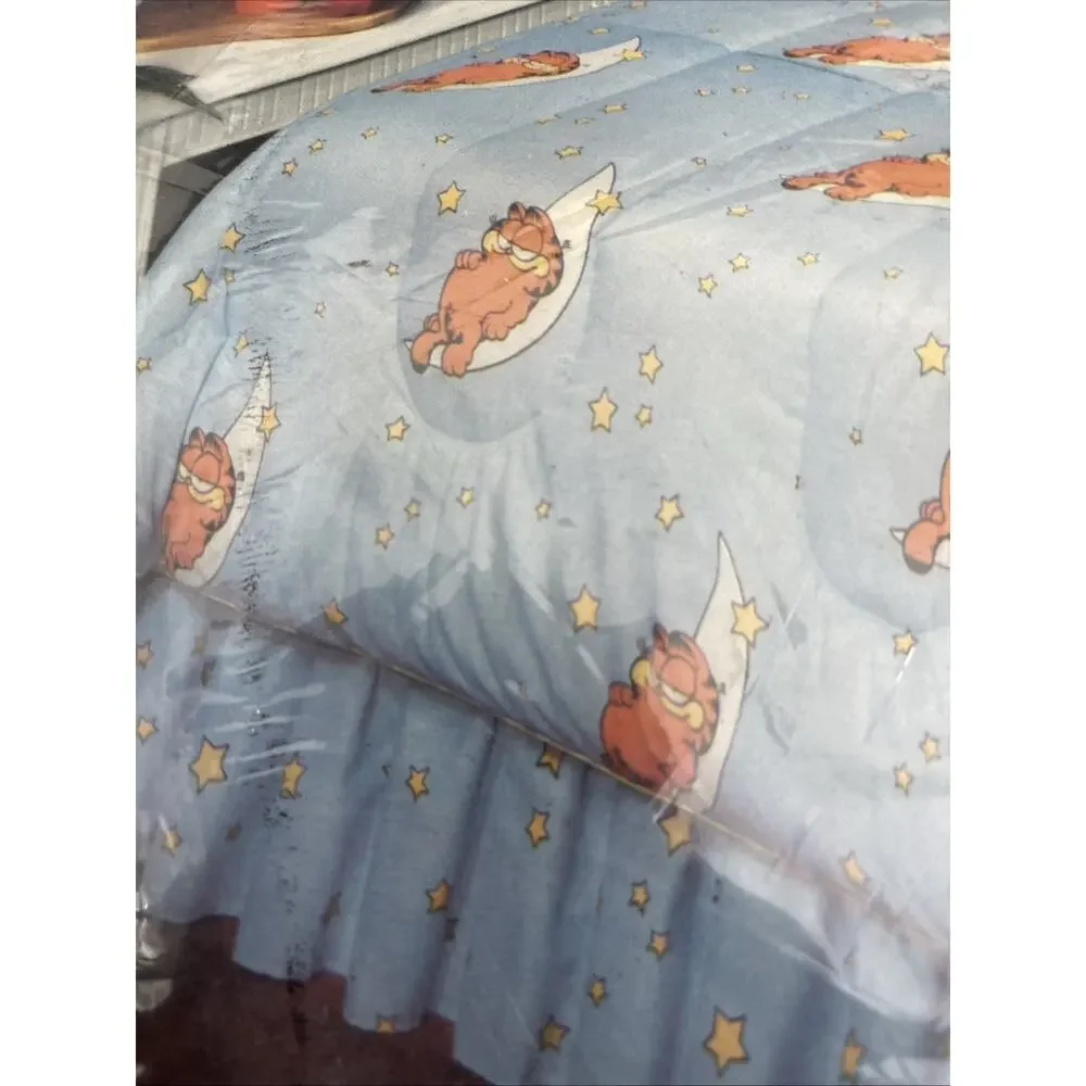 Vtg 1978 Garfield Twin Sheet Set – Moon & Stars Blue 3 Pc NIP New in Package